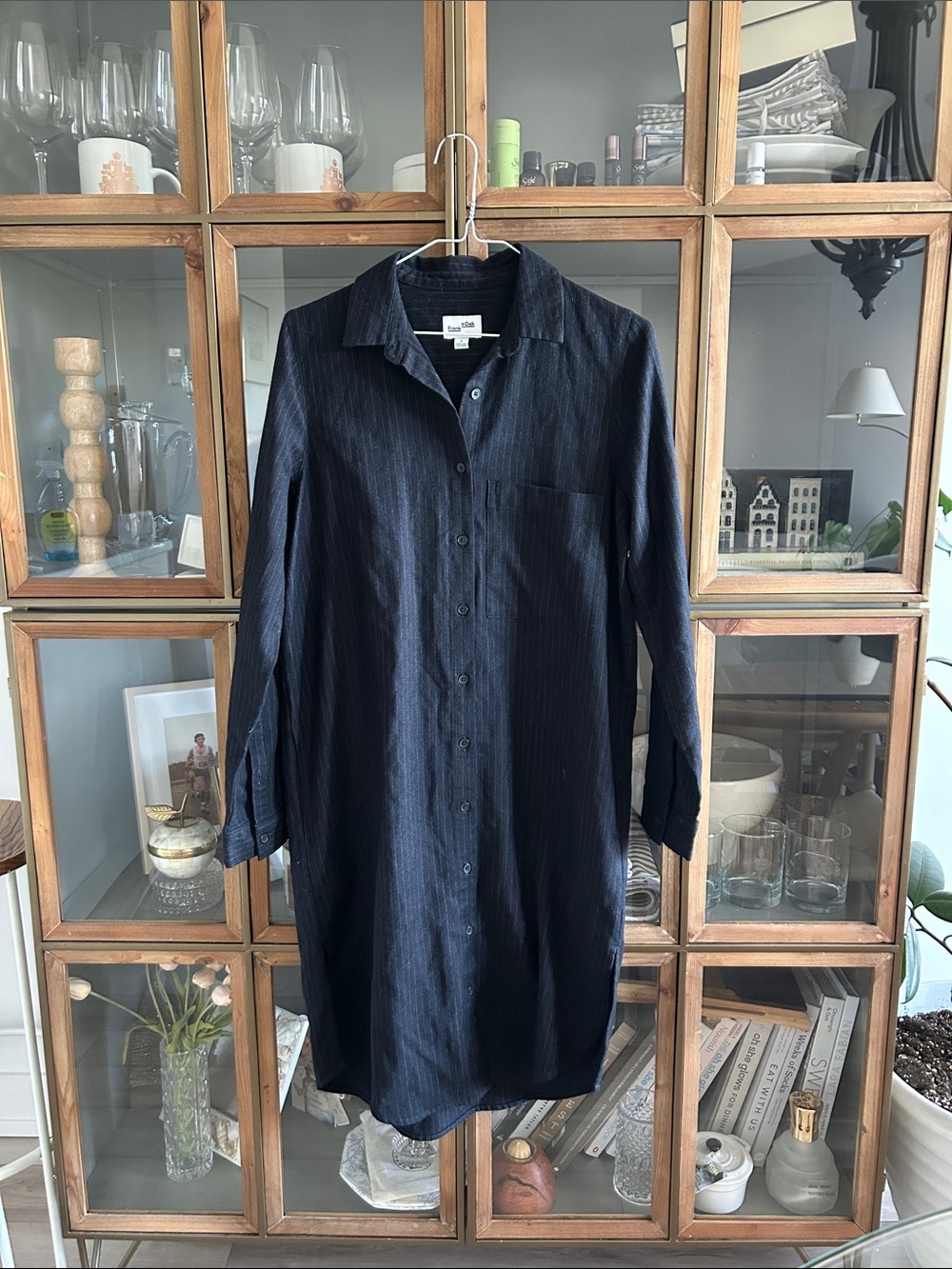 Frank & Oak Wool Longline Button-Up Shirt Dress